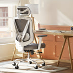 Silla de oficina | Silla de escritorio ergonómica de malla con estructura de respaldo en V, ruedas giratorias de 360 grados, cojín de asiento y