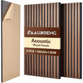 Juego de 2 paneles acústicos autoadhesivos, de 100X52 cm, diseñados para insonorización y reducción de eco. Estos paneles de revestimiento de madera son perfectos para decorar paredes en salas de estar, oficinas y hogares.