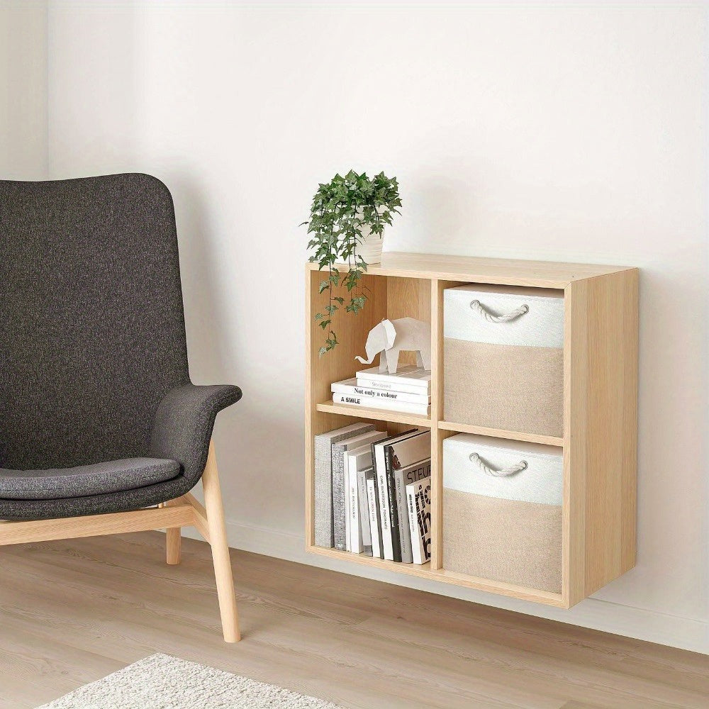 Organizador Plegable 3x con Asas Cesta de Almacenamiento de Tela para Estantes, Armarios y Alacenas Duradero y Ligero Organización del Hogar Color Caqui