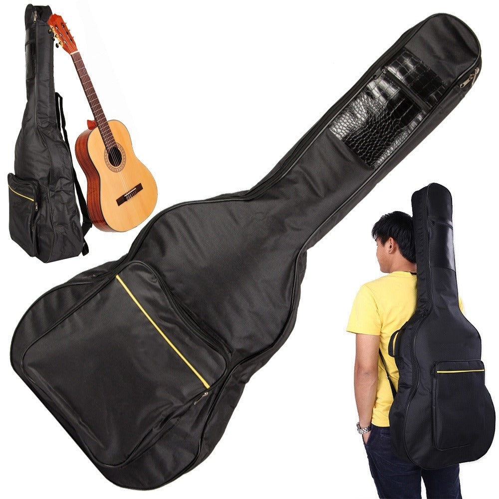 Funda Clásica para Guitarra Acústica, Estuche Rígido Negro con Bolsillos, Correas Ajustables y Asa para Transporte, Material Sólido Grueso Protector Resistente a las Condiciones Climáticas, Estuche con Bolsillo Adicional para Partituras A4 y Bolsillo para