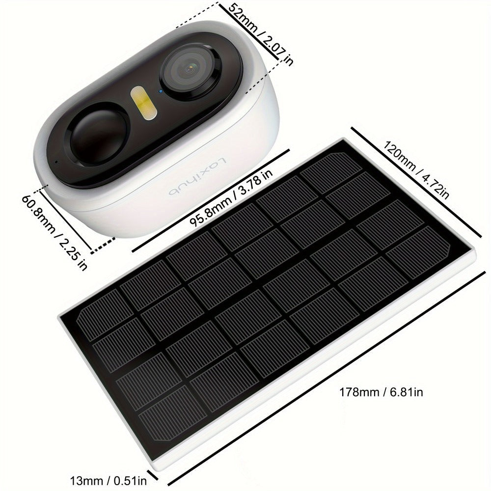 Cámara de seguridad inalámbrica para exteriores con energía solar Laxihub, resolución de video de 3MP, cámara CCTV alimentada por batería para seguridad en el hogar, alimentada por batería sin cables con energía solar, detección de movimiento con IA, foco