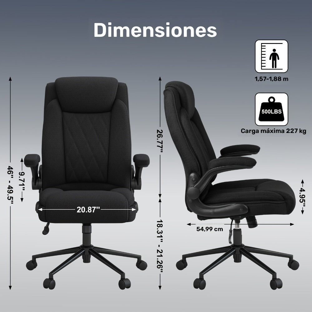 Silla de oficina ejecutiva, silla de oficina en casa grande y alta de alta resistencia para 226.8 kg, soporte ergonómico para cuello, espalda y cintura, rueda silenciosa de cinco patas, adecuada para escritorio de computadora en casa, escritorio