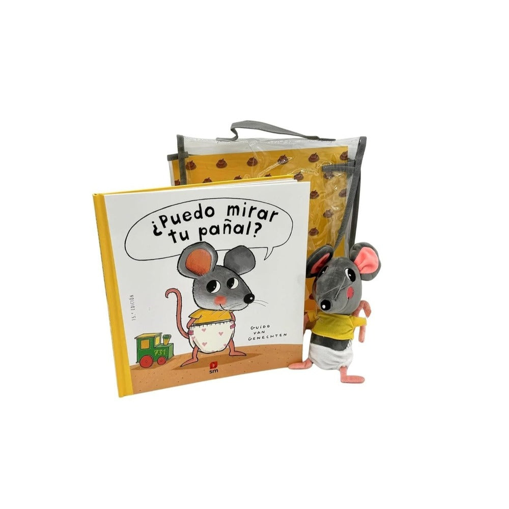 Pack ¿Puedo mirar tu pañal? con muñeco (Ratón fisgón)