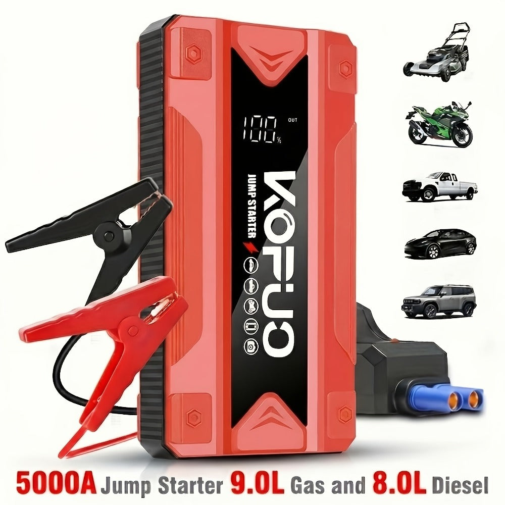 Arrancador de batería KOPUO 3000/5000A opcional 9000A, máquina todo en uno con bomba de aire de 150 PSI: arrancador de emergencia con función de iluminación, apto para coches de gasolina de 12V 10L y diésel de 8L - Accesorios y herramientas para coche - p