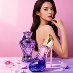 2 Piezas Set de Perfume con Tacón Alto Morado y Piedra Preciosa Morada (30+75ml) Gran Capacidad, Fragancia Duradera | Notas de Bergamota, Tuberosa y Madera | Regalo Perfecto para Fiestas y Uso Personal