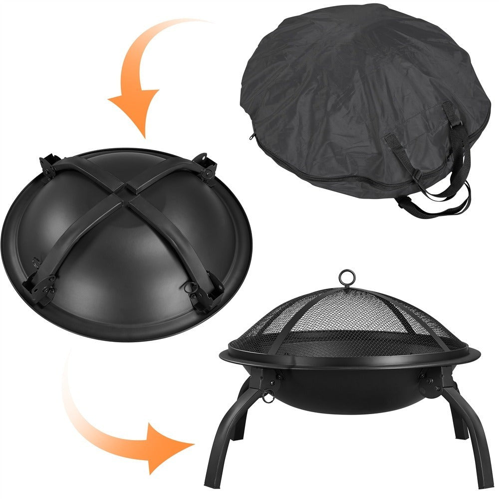 Costoffs Fogón de fuego con protector de chispas y gancho para olla, hoguera y cesta de fuego para exterior