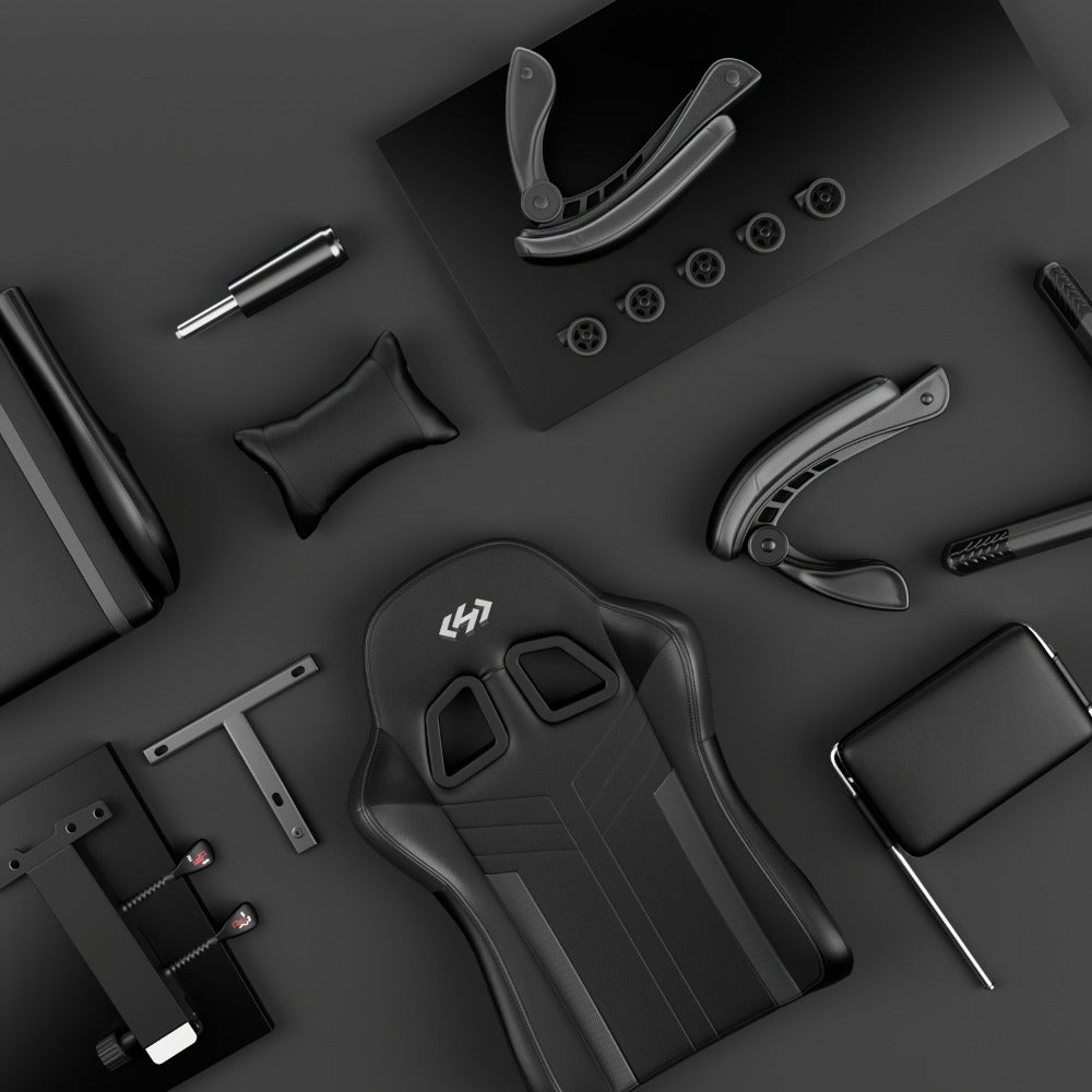 Silla Gaming con Masaje Lumbar Incorporado, Diseño Ergonómico Soporte Lumbar Ajustable y Reposacabezas, Silla de Computadora Giratoria de 360 Grados Reclinable para Oficina, Ideal para Juegos/Trabajo de Larga Duración