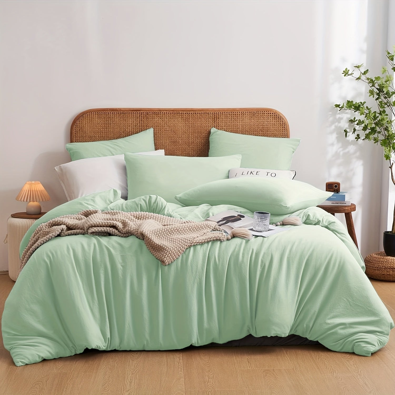 Juego de cama de color liso suave y cómodo para cama individual, sábana de algodón de 135X200Cm y funda de almohada de 80X80Cm con cremallera