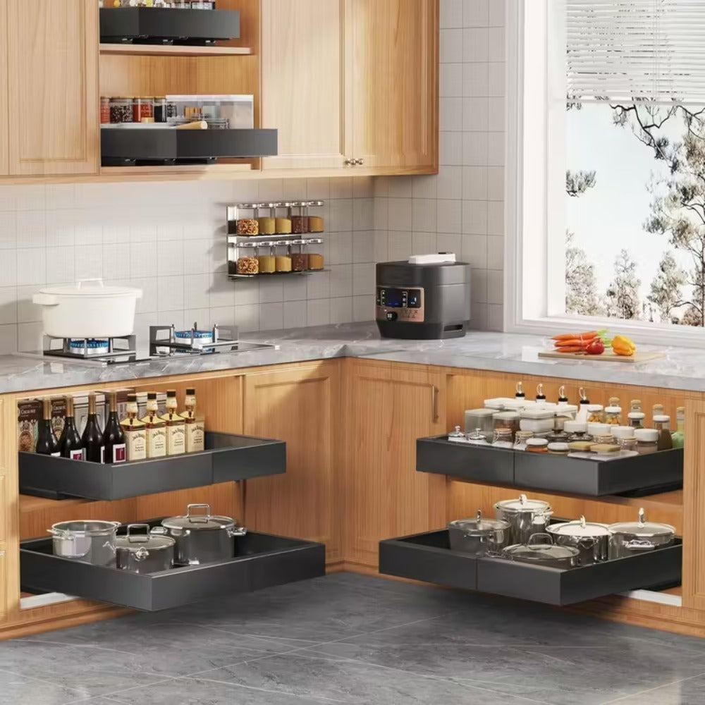1 unidad de cajón telescópico, estantes de almacenamiento extraíbles y expandibles, ancho ajustable (31.5-52 cm), no requiere perforación para la instalación, adecuado para película adhesiva, diseñado para gabinetes de cocina y baño