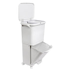 Papelera de reciclaje de clasificación selectiva con pedal. ruedas y asa de doble 38/42L