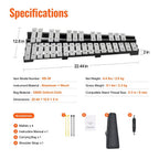 VEVOR 30 Notas Glockenspiel Xilófono Kit de Campanas, Instrumento de Percusión con Mazos, Baquetas y Bolso de Transporte, Set de Instrumento de Percusión Xilófono Glockenspiel Profesional