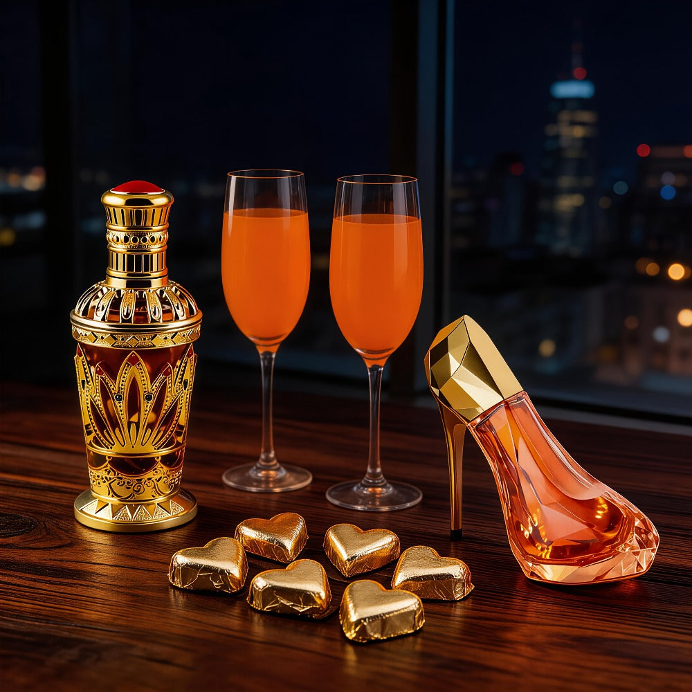 Set de regalo de perfume de 2 piezas para hombre y mujer | Perfume EDP para hombre de 90 ml con aroma oceánico amaderado a sándalo + Perfume para mujer de 30 ml con aroma picante floral afrutado Tacón Alto | Duradero, perfecto para el Día de San Valentín