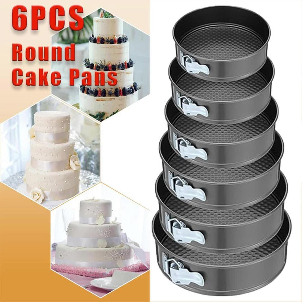 6 piezas de moldes redondos para pasteles antiadherentes con fondo desmontable - Hierro fundido durader, perfecta par chiffon cheescakes y más ideal páram Navidad Halloween Pascua Acción De Gracias varios festivales esencialess cocina moldeados accesoress