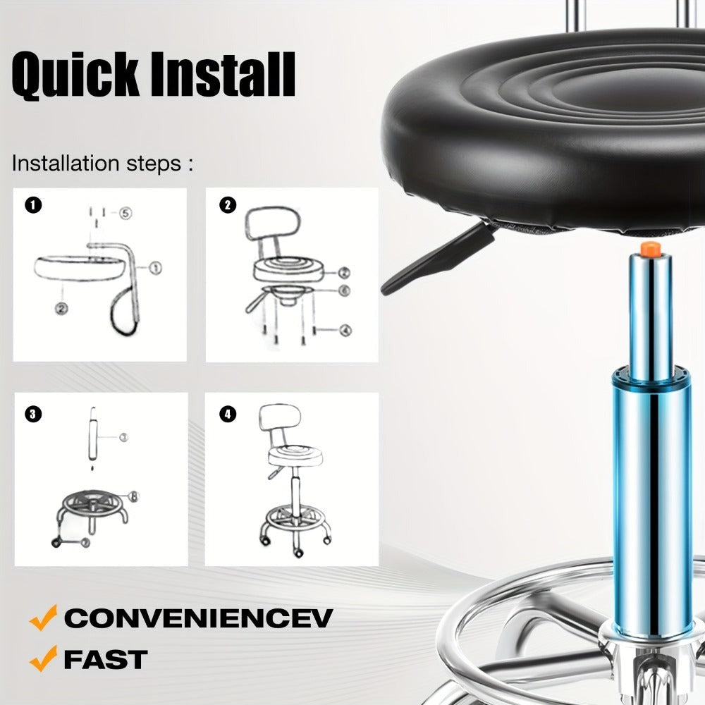 Taburete giratorio moderno de PU con respaldo bajo, altura regulable, para trabajo, salón, dibujo técnico, con reposapiés ()