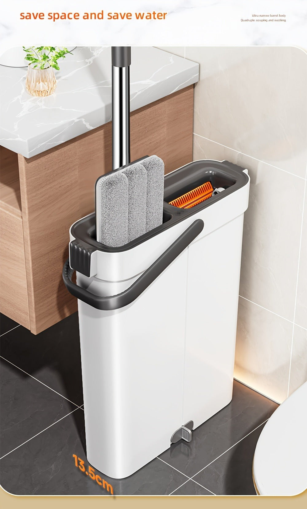 1 Juego, Set de Fregona y Cubo con 6 Paños, Herramienta de Limpieza para el Hogar, Adecuado para Sala de Estar, Dormitorio, Cocina, Baño, Inodoro, Set de Limpieza de Fregona y Cubo Comercial, ¡Aprovecha para la Limpieza de Navidad! ¡Regalos de Navidad, Re