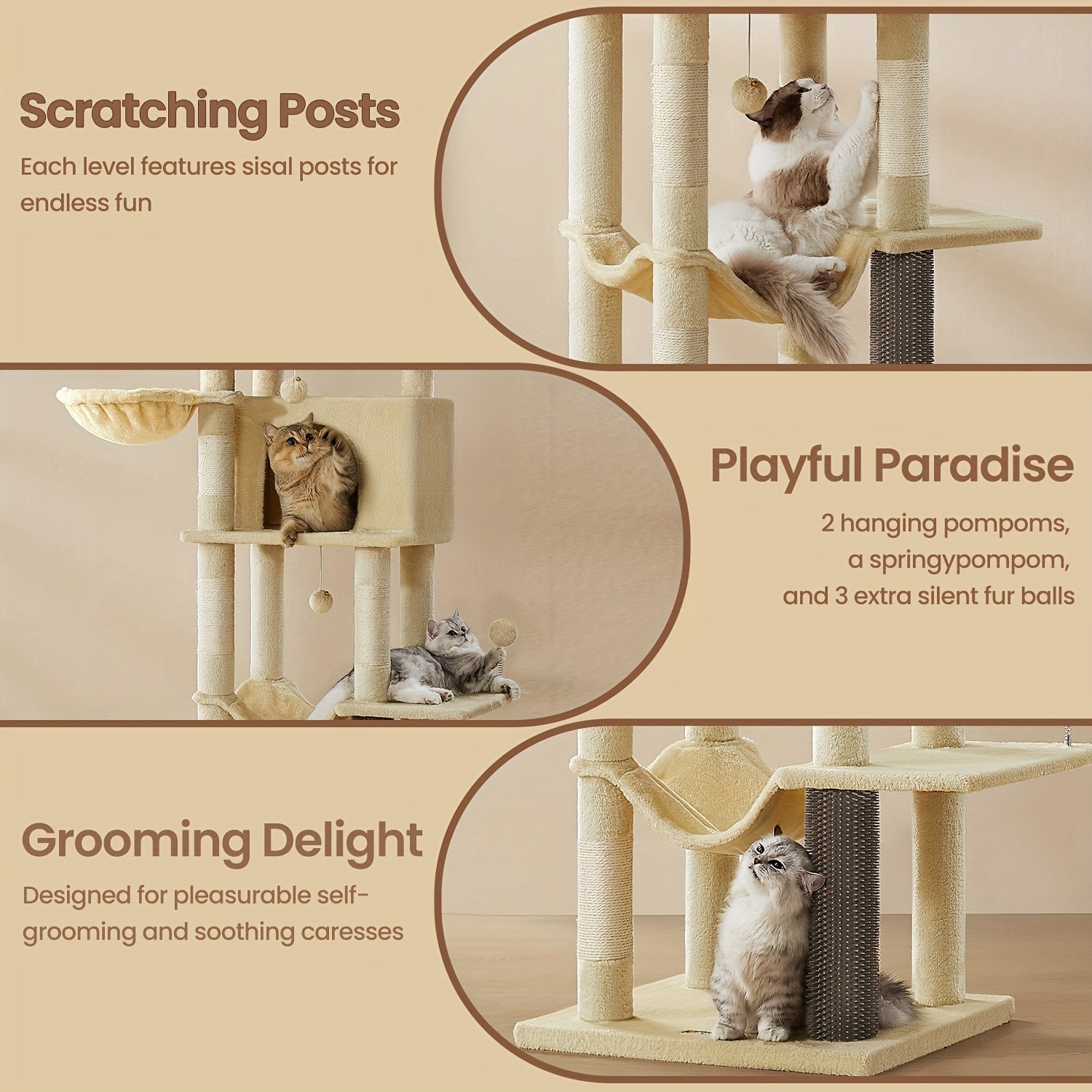 Torre rascadora para gatos | Juego descanso y cuidado de las uñas