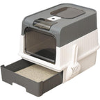 Caja de Arena para Gatos Espaciosa con Tapa Arenero - A Prueba de Fugas, Diseño Plegable, Soporta hasta 14.97 KG, Incluye Pala, Sin Rastro para Limpieza Fácil, Construcción Duradera de ABS/PE/Silicona, Forma Rectangular, Caixa de Arena para Gatos Extra Gr