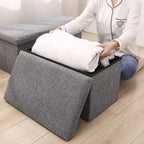 Reposapiés otomano de almacenamiento, taburete plegable para pies, caja de almacenamiento, taburete para el hogar, taburete para pies, banco, caja grande para guardar ropa de lino