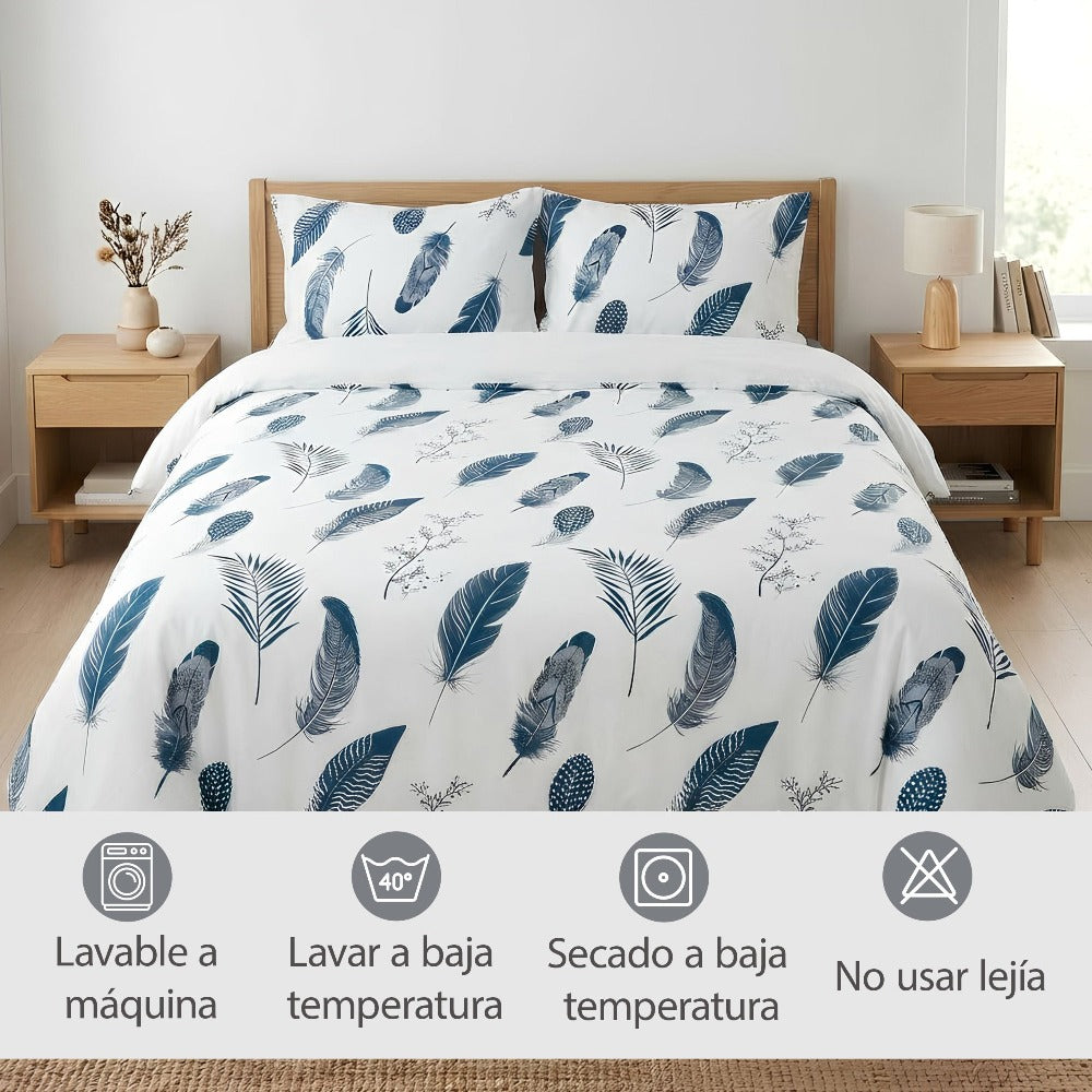 H HANSEL HOME Juego de Funda Nórdica Microfibra Transpirable – Set de Ropa de Cama con Funda de Edredón y Fundas de Almohada – Conjunto 2/3 Piezas para Dormitorio