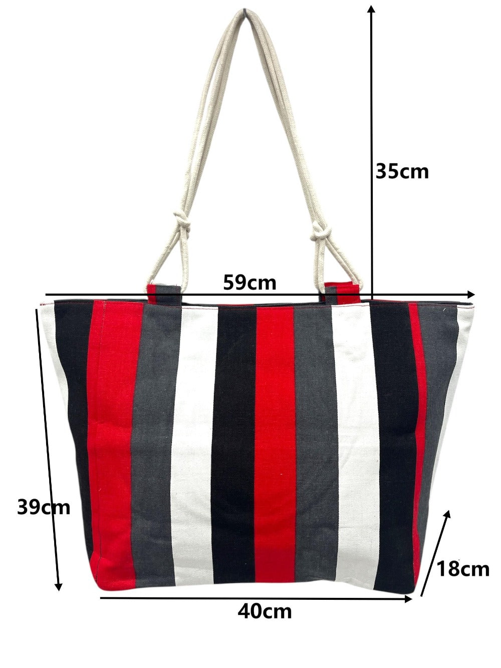 TOTE BAG Grande Rayas Multicolor – BOLSO DE PLAYA de Lona con Asas de Cuerda, Capacidad Extra, 6 Colores Disponibles