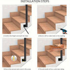 Barandillas para escaleras | Metal U-Shaped Handrail Railing for Stairs, Indoor Outdoor Balustrade, Side Mounted, Black, for Staircase, Balcony