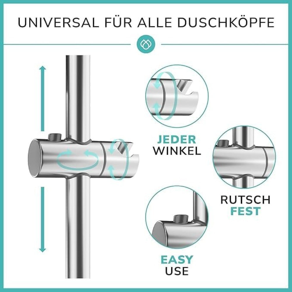 Barra de ducha sin clavos, barra de ducha de acero inoxidable, barra de ducha de 66 cm, barra de ducha de acero inoxidable de altura ajustable, barra de ducha moderna con soporte giratorio de 360° para cabezales de ducha para baños, duchas, hoteles, hogar