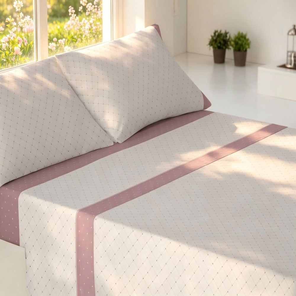 Juego de cama de 3/4 piezas apto para todas las estaciones, que incluye una sábana, una sábana ajustable y fundas de almohada. Medidas: 90 cm, 105 cm, 135 cm, 150 cm y 180 cm