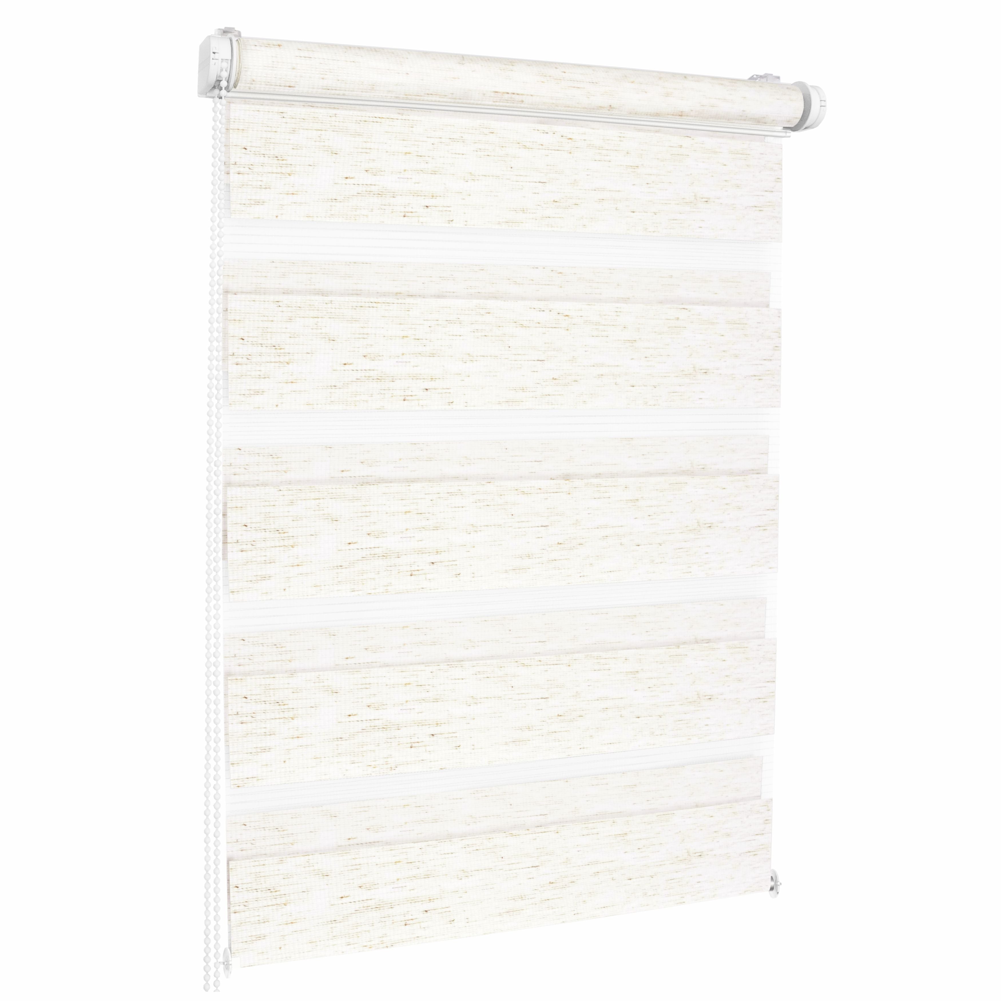 Persiana Día y Noche - Beige Melange - 32 Tamaños - BOJANEK Día y Noche - Instalación No Invasiva en Ventanas, Sin Necesidad de Taladrar, Ajuste por Cadena, Soportes Ajustables para Diferentes Grosos de Ventanas, Diseño Moderno, Protección de Luz y Privac