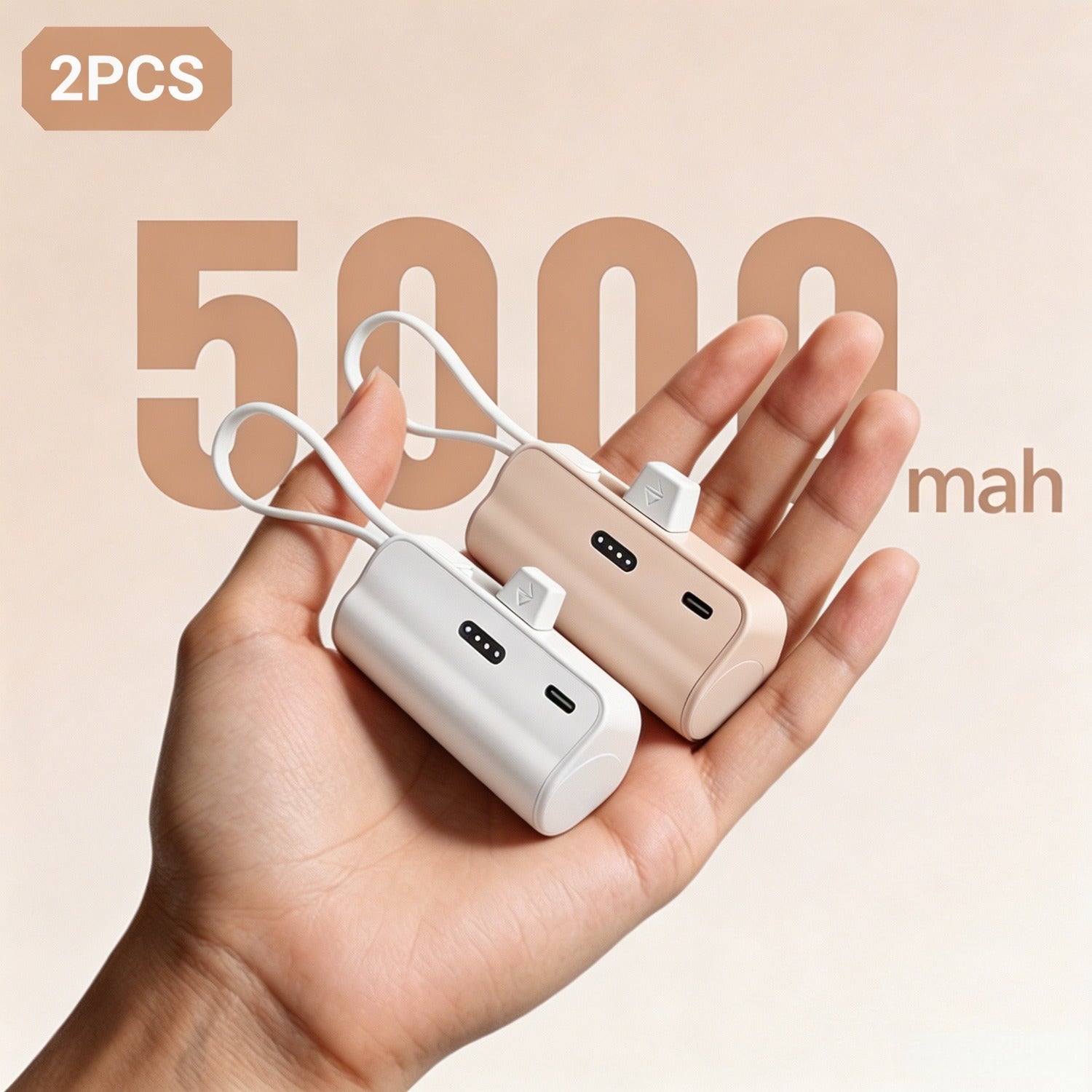Power bank para carga durante viajes y uso diario | 5000 mAh y 2 unidades
