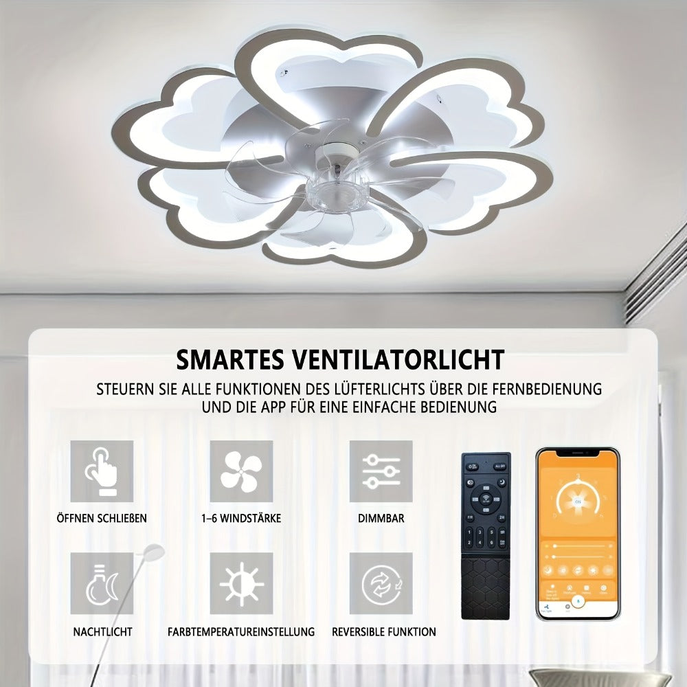 Ventilador de techo con luz LED para sala de estar y dormitorio | control remoto