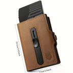 DODENSHA Billetera Antirrobo RFID para Hombre - Tarjetero Emergente de Aluminio de Alta Resistencia con Bolsillo para Monedas y Ventana para Identificación, Capacidad para 8-10 Tarjetas, Billetera Inteligente Delgada, Regalo Premium para Amigos y Familiar