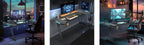 Mesa Gaming Mesa Gaming Escritorio Negro Tapa de Fibra de Carbono Mesa de Ordenador Gamer Mesa de PC Ergonómica con Agujero para Cables