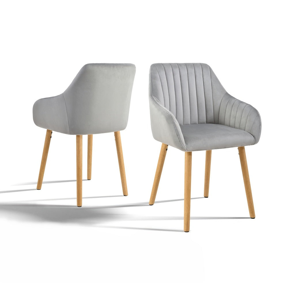 Juego de 2/4/6 sillas de comedor minimalistas con cómodo respaldo, reposabrazos y patas de madera