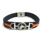 Pulsera De Cuero Figura Estribo y Figura Caballo | Bandera De España | Complementos de Moda Unisex