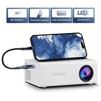 Mini Proyector HD Compacto para Cine en Casa y Camping, Compatible con 1080P, Alimentado por USB, Diseño Portátil con Pantalla LCD, Perfecto para Uso en Interiores y Exteriores