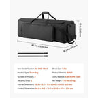 Bolsa para herrajes de batería VEVOR con ruedas, 1680D, bolsa de transporte para equipo de batería, estuche de transporte con asa resistente, cremallera duradera, ruedas de PVC suaves, múltiples bolsillos, para herrajes y accesorios de soporte, negro