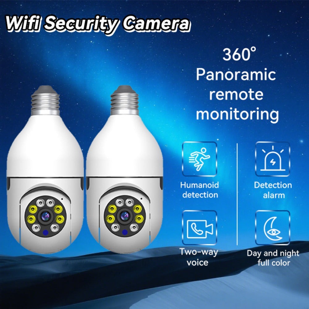 2pcs/4pcs Cámaras de Seguridad con Bombilla Controladas por la App Ease Life - Wifi Inalámbrico Interior Exterior (5Ghz), Vista de 360°, Casquillo E27, FHD 1080P, Visión Nocturna a Todo Color, Detección de Movimiento para la Seguridad del Hogar