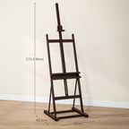 Vinsetto Caballete de madera ajustable en altura 171-230cm Caballete de pintura con almacenamiento de inclinación ajustable 80 máx. marrón