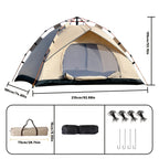 PAKICETUS Carpa de Apertura Rápida para Exteriores - 1-2/3-4 Personas, Carpa para Todas las Estaciones, Doble Puerta con Ventilación Mejorada, Ligera y Resistente al Viento en Gris/Amarillo, Ideal para Camping, Senderismo, Accesorios para Campistas, Carpa