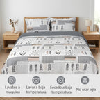 H HANSEL HOME Juego de Funda Nórdica Microfibra Transpirable – Set de Ropa de Cama con Funda de Edredón y Fundas de Almohada – Conjunto 2/3 Piezas para Dormitorio