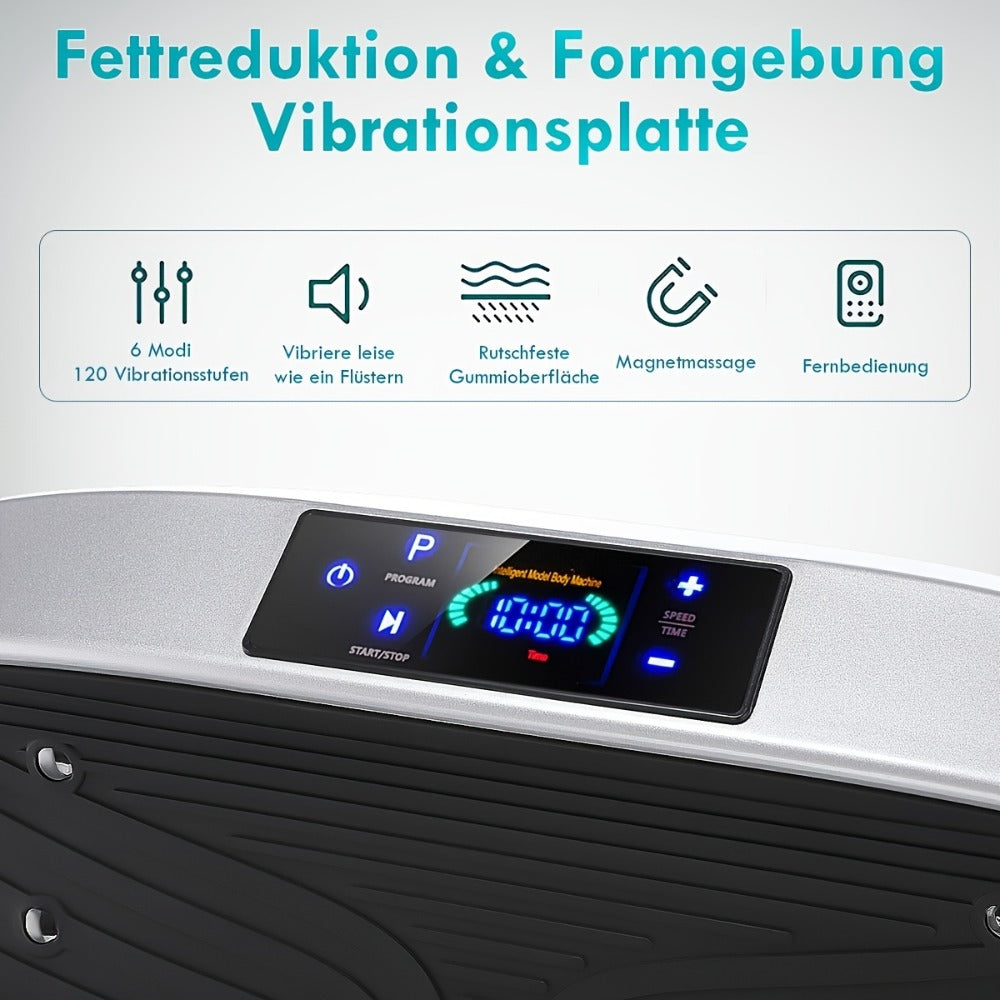 Placa de vibración inteligente con control remoto, 120 niveles de masaje electromagnético, motor silencioso, ejercicio para la pérdida de peso de todo el cuerpo, capacidad de carga máxima de 120 kg, adecuada para fitness en casa, sin batería