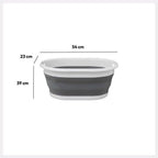 Cubo para la colada retráctil blanco y gris 21 l. Ideal para ropa sucia, Dobla, Juega, Lleva contigo.