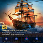 Proyector inteligente portátil compatible con 4K con Wifi6 y BT5.4, nativo 1080P, 690ANSI, Android 11, enfoque automático y corrección automática de trapezoidal, proyector de cine en casa para películas, juegos, uso educativo, presentación multimedia, Pro