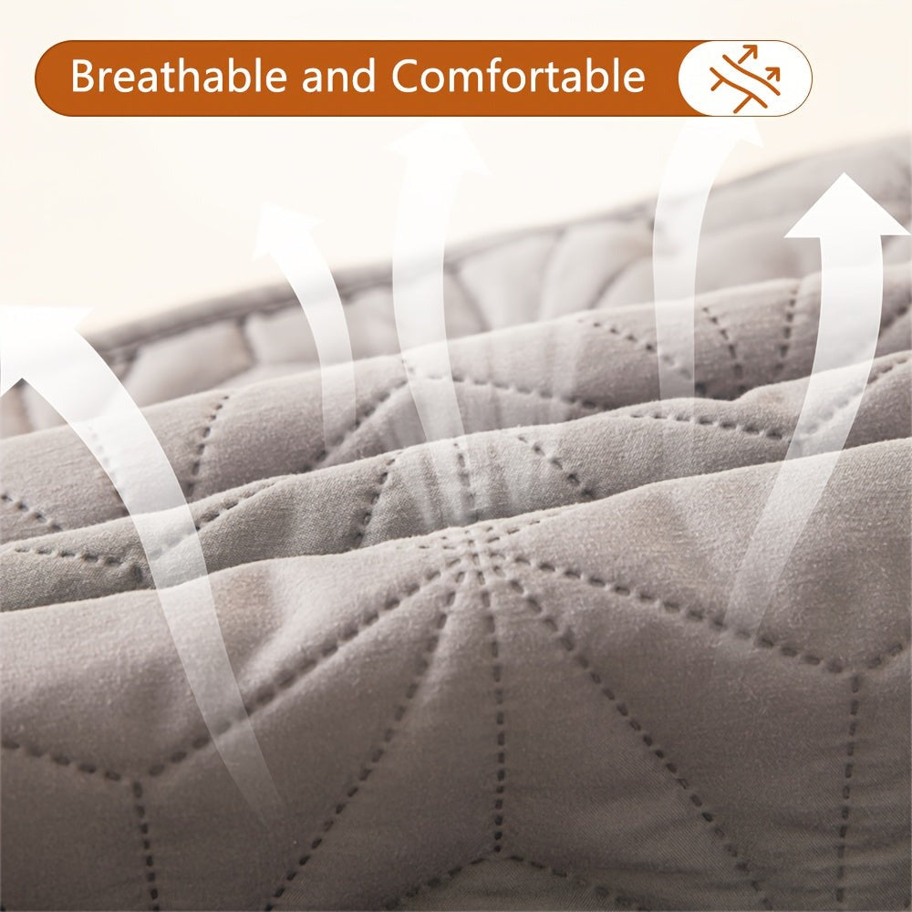 1 Protector de colchón acolchado impermeable, funda de colchón transpirable con correas elásticas para cubre cama (sin funda de almohada), topper de colchón antideslizante para todas las estaciones