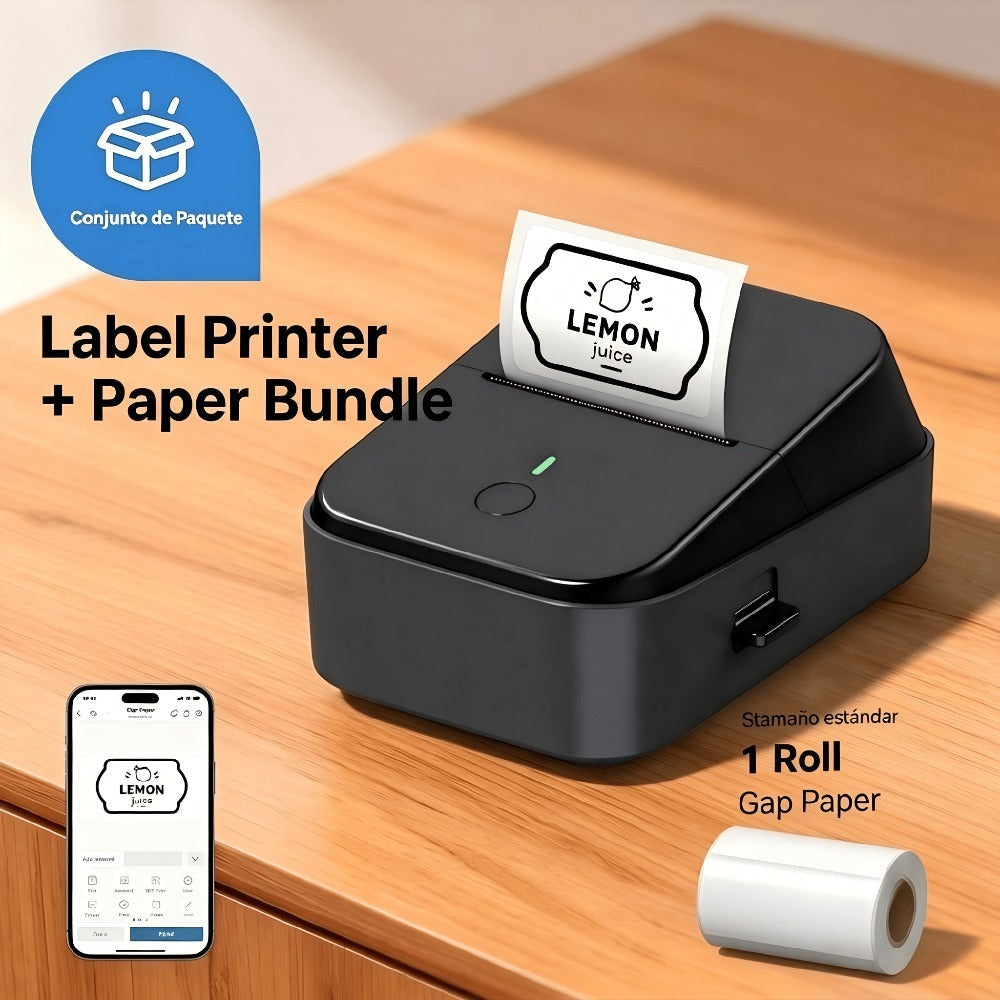 Impresora Térmica Inalámbrica Portátil PM260B | Ancho Compatible de 30-50mm, Ancho de Impresión de 48mm | Alta Definición de 203DPI, Conectividad Inalámbrica y USB | Múltiples Plantillas y Fuentes Para Etiquetas, Recibos, Fotos | Asistente Para Uso Domést