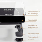 Báscula de baño de alta precisión, báscula electrónica de cuerpo con pantalla LCD ultradelgada con visualización de temperatura, inicio automático al pesar, pesaje hasta 180 kg, cambio de unidad LB/KG, diseño de plataforma de vidrio templado antideslizant