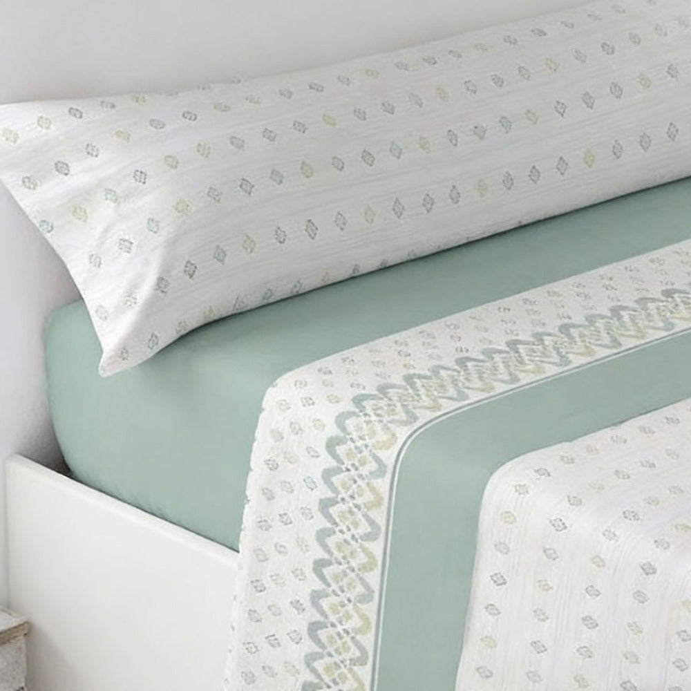 Juego de ropa de cama (Sábana ajustable, Cubrecama, Funda de almohada) | Juego de sábanas estampadas de 3 piezas | Primavera/Verano | Múltiples estilos | Tejido suave | 180cm - Múltiples tamaños disponibles