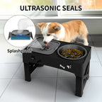 Comedero para mascotas | 1 Set Comedero Elevado para Mascotas, Soporte Ajustable de Doble Tazón para Perros y Gatos, Estación de Alimentación