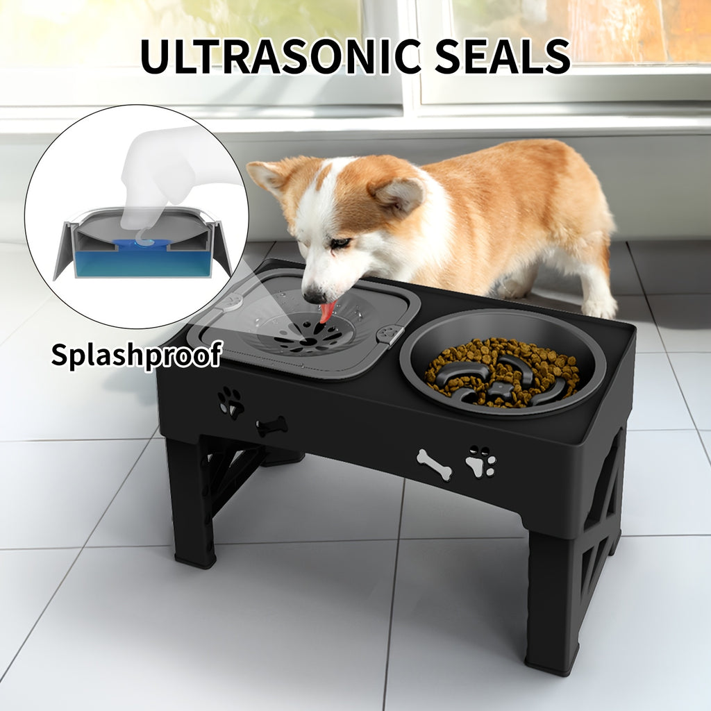 Comedero para mascotas | 1 Set Comedero Elevado para Mascotas, Soporte Ajustable de Doble Tazón para Perros y Gatos, Estación de Alimentación