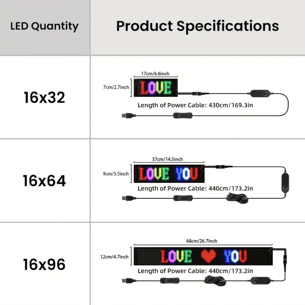 Tira de luz LED RGB flexible multiusos, panel de matriz LED programable por USB con control de aplicación, imagen para tienda, decoración del hogar, RGB de color completo